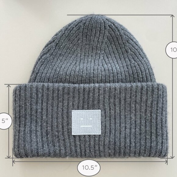 Acne Studios Large Face Logo Beanie in Grey Melange - Picture 5 of 5